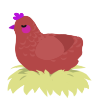 Brick, a red chicken with a half-lace pattern
