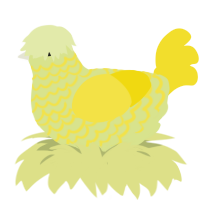 A lemon and yellow chicken with a lace pattern