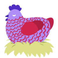 Macaron, a lilac and crimson chicken with a lace pattern