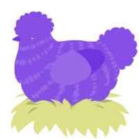 A blurple chicken with a bar pattern