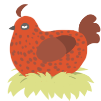 Roswell, a vermilion and russet chicken with a speckle pattern