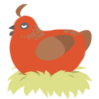 Henson, a vermilion and brown chicken with a neck-speckle pattern