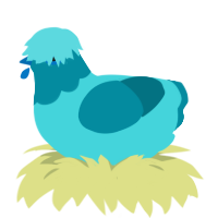 A aqua and sea chicken with a head pattern