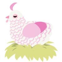 A white and pink chicken with a lace pattern