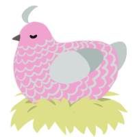 A pink and silver chicken with a lace pattern