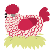 Megrez, a cream and crimson chicken with a lace pattern