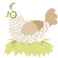 A white and beige chicken with a lace pattern