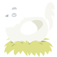 A white chicken with a head pattern