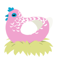 A pink and white chicken with a half-lace pattern