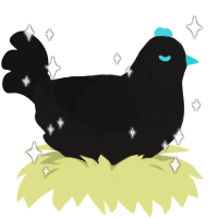 A sable and black chicken with a half-lace pattern