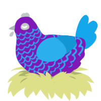 Ryan gosling, a violet and sky chicken with a lace pattern