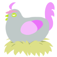Pink Mold, a silver and lavender chicken