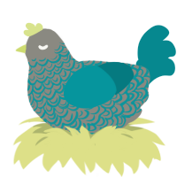 A ash and teal chicken with a double-lace pattern