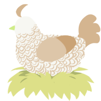 A white and beige chicken with a double-lace pattern