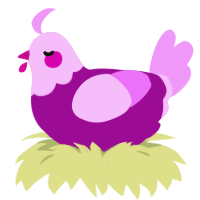 Purple The Destroyer, a plum and lavender chicken with a head pattern