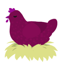 A wine chicken with a speckle pattern