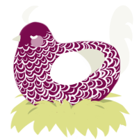 A wine and white chicken with a double-lace pattern
