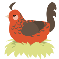 A vermilion and bark chicken with a half-lace pattern