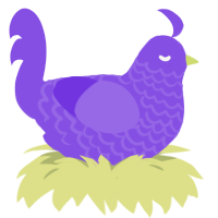 perpetually joyful, a blurple chicken with a lace pattern
