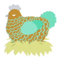 A gold and mint chicken with a lace pattern
