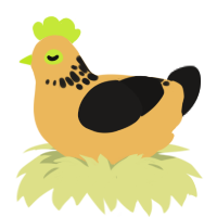 A honey and sable chicken with a neck-speckle pattern