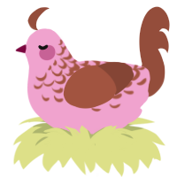 A pink and russet chicken with a half-lace pattern
