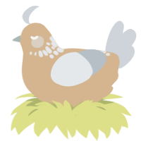 burdiedotdotdot, a beige and mist chicken with a neck-speckle pattern