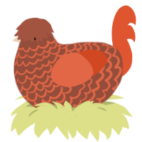 A russet and vermilion chicken with a lace pattern