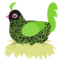 A sable and grass chicken with a double-lace pattern