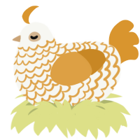 A white and orange chicken with a lace pattern