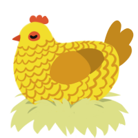 A yellow and ochre chicken with a lace pattern