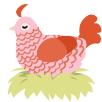 A rose and vermilion chicken with a lace pattern