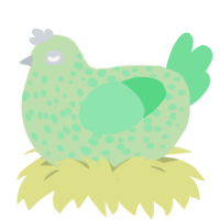 A gluppy and spring chicken with a speckle pattern