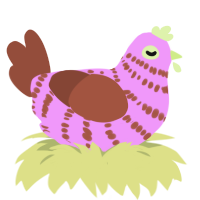 Printer, a lavender and russet chicken with a bar pattern