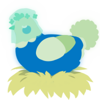 A sapphire and gluppy chicken with a head pattern