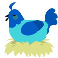 A aqua and ultramarine chicken with a head pattern