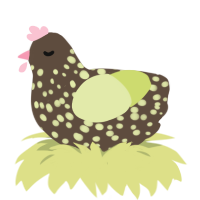 A bark and lemon chicken with a speckle pattern