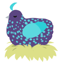 A overcast and aqua chicken with a speckle pattern