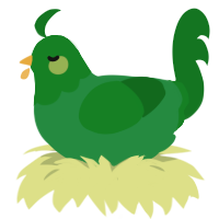 Leaf jr, a viridian and leaf chicken with a head pattern