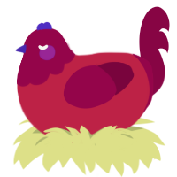 Ref, a crimson and maroon chicken with a head pattern