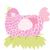 A pink and rose chicken with a lace pattern