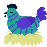 (unnamed), a turquoise and indigo chicken with a bar pattern