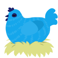 Blueberry, a sky chicken with a bar pattern