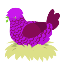 A amethyst and wine chicken with a lace pattern