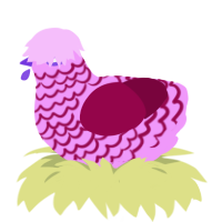 Chocolate Rocks, a lavender and maroon chicken with a lace pattern