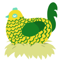 spongebob 1, a yellow and leaf chicken with a lace pattern