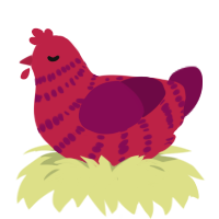 A crimson and wine chicken with a bar pattern