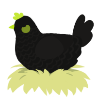 A black and sable chicken with a lace pattern