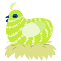 A lime and apple chicken with a bar pattern