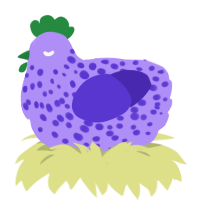 A lilac and indigo chicken with a speckle pattern
